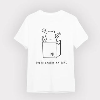 Mil Mill 喵坊 - 預訂|喵坊Tee (紙箱喵喵款 - 白色)
