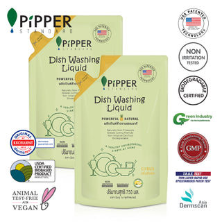 PiPPER Standard -【2包】防敏感 天然菠蘿酵素洗潔精補充裝 750ml|柑橘香