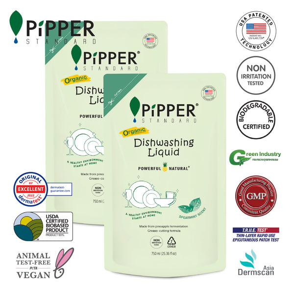 PiPPER Standard - 【2包】 防敏感 天然菠蘿酵素洗潔精 750ml|薄荷香