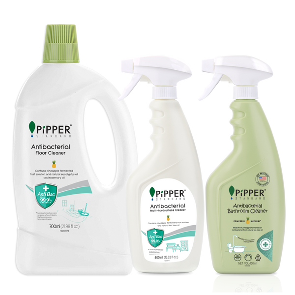 Pipper Standard - 【抗菌3件套裝F】|天然地板清潔劑、多功能清潔劑、抗菌浴廁清潔劑