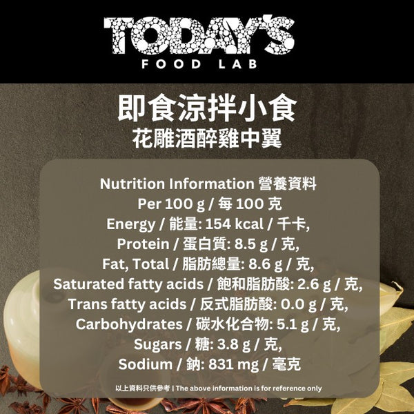 Today's Food Lab - 花雕酒醉雞中翼 250g