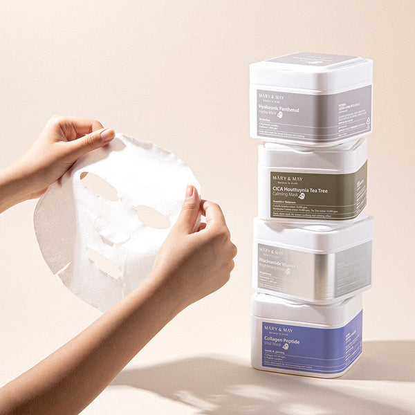Mary & May - Hyaluronic Panthenol Hydra Mask Pack 玻尿酸 + 泛醇深層補濕面膜 30塊 - 平行進口