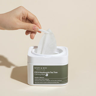 Mary & May - Cica Houttuynia cordata Tea Tree Calming Mask Pack 積雪草+魚腥草+茶樹鎮靜補濕面膜| Vegan 純素配方 30 塊 - 平行進口