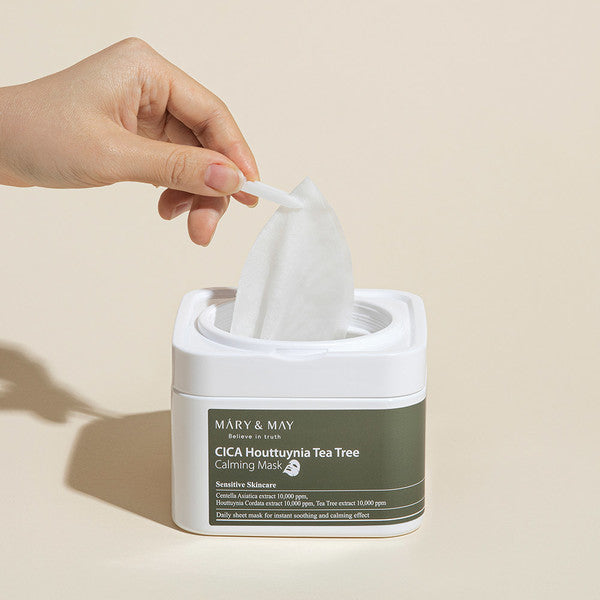 Mary & May - Cica Houttuynia cordata Tea Tree Calming Mask Pack 積雪草+魚腥草+茶樹鎮靜補濕面膜| Vegan 純素配方 30 塊 - 平行進口