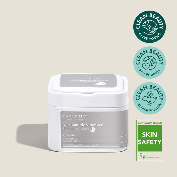 Mary & May - Niacinamide Vitamin C Brightening Mask Pack 煙酰胺 +維他命C美白補濕面膜| Vegan 純素配方 30 塊 - 平行進口