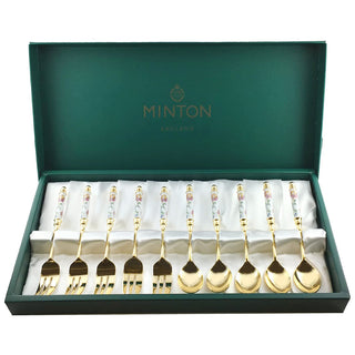 MINTON - 鍍金陶瓷點心蛋糕叉茶匙禮盒 10件組