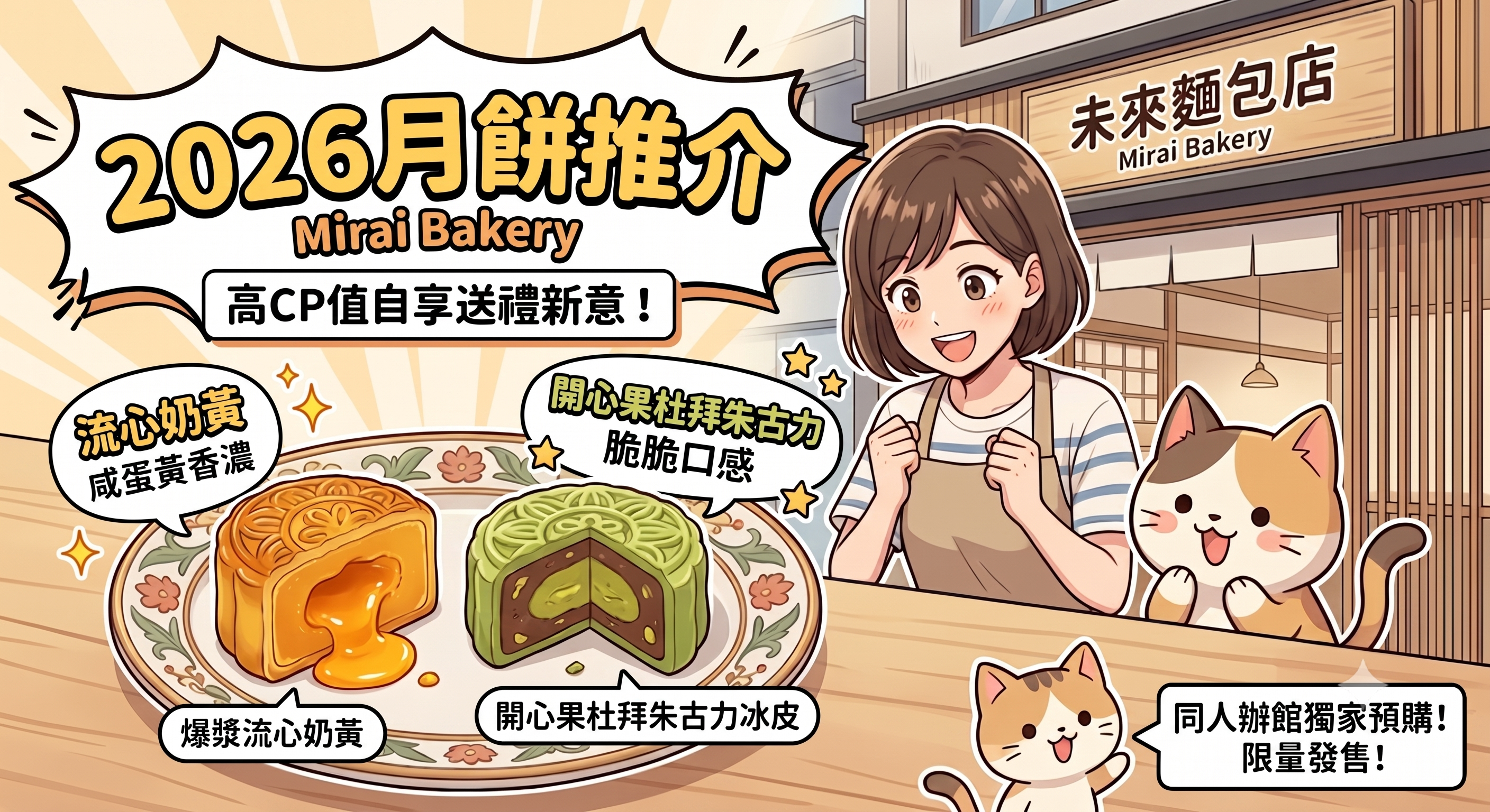 中秋送禮新意！【2026月餅推介】Mirai Bakery 驚喜開心果杜拜朱古力冰皮、爆漿流心奶黃深度評測，同人辦館早鳥預購激抵攻略