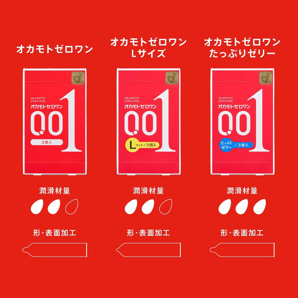 Okamoto 岡本 - 日本版｜增量潤滑劑 0.01安全套 3個裝 - 平行進口