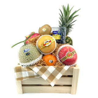 同人辦館 -豪華菠蘿蜜瓜鮮果木盒禮籃