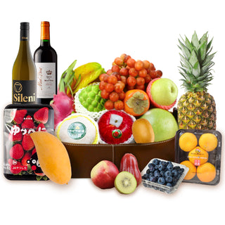 同人辦館 - 豪華世界一品紅白酒鮮果皮盒禮籃