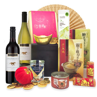 同人辦館 - 尊貴智利酒鮑燕薈賀歲高級皮盒禮籃