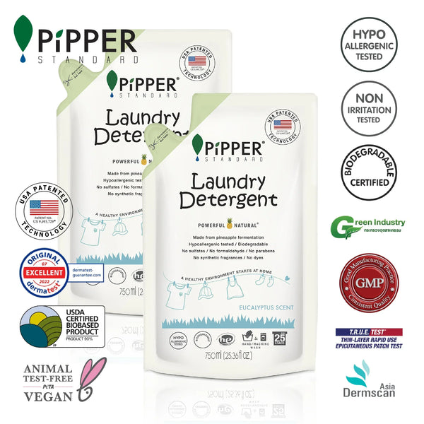 Pipper Rite PiPPER Standard -【2包】天然洗衣液補充裝 750ml|尤加利葉香 | 同人辦館 Our HK Mall