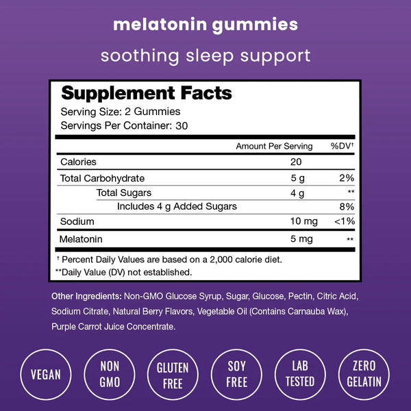 NutraChamps - Melatonin 安心睡眠褪黑激素軟糖 60粒｜Vegan - 平行進口