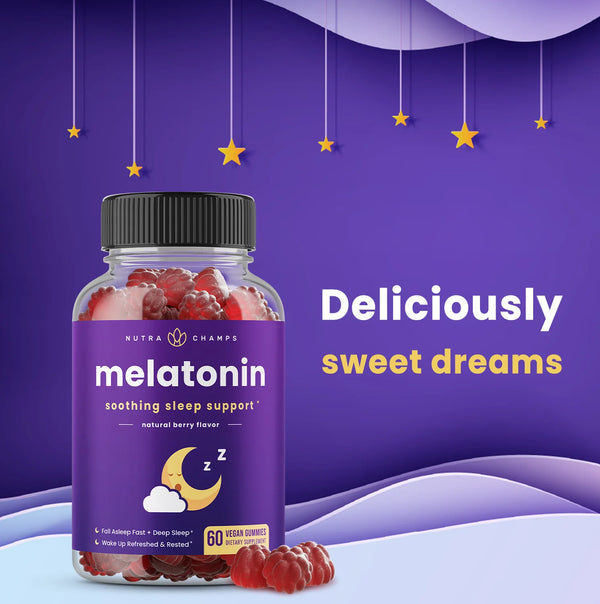 NutraChamps - Melatonin 安心睡眠褪黑激素軟糖 60粒｜Vegan - 平行進口