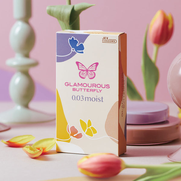 JEX - Glamourous Butterfly 魅力蝴蝶 0.03 極潤型乳膠安全套 (8片裝)｜超薄高潤滑  - 平行進口